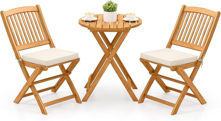 Tangkula 3 Pieces Acacia Wood - best patio furniture set for small patio