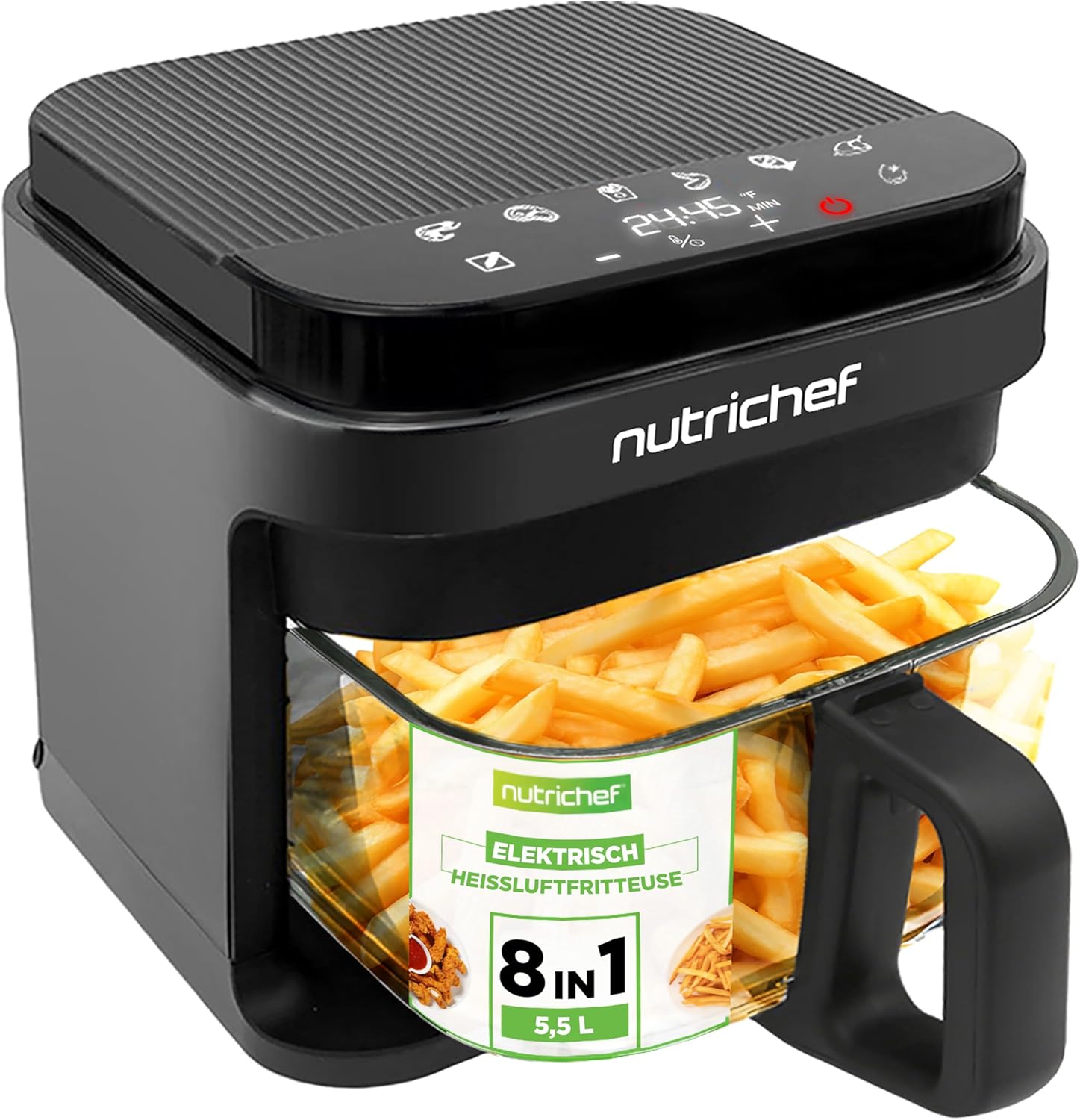 NutriChef Heißluftfritteuse 5 - 8 L