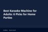 Best karaoke machine for adults set up beside a TV with lyrics during a home karaoke party