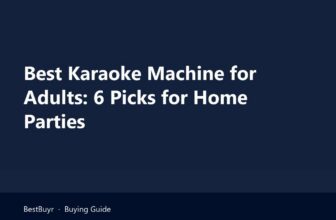 Best karaoke machine for adults set up beside a TV with lyrics during a home karaoke party